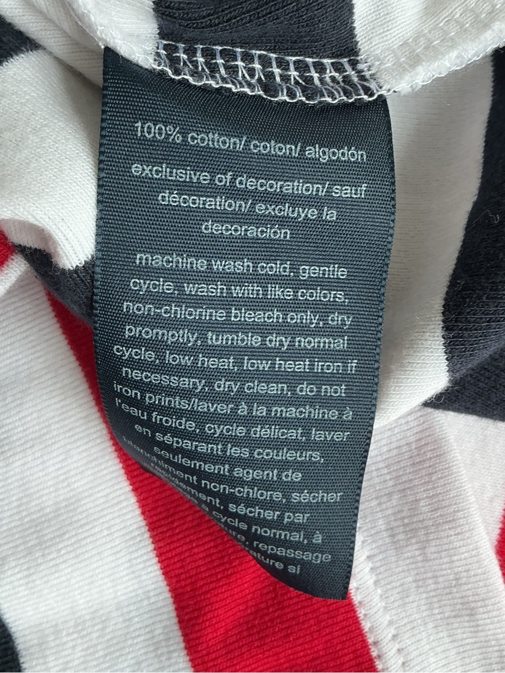 Tommy Hilfiger Striped V-Neck Tee in Red, Black & White - Picture 9 of 9